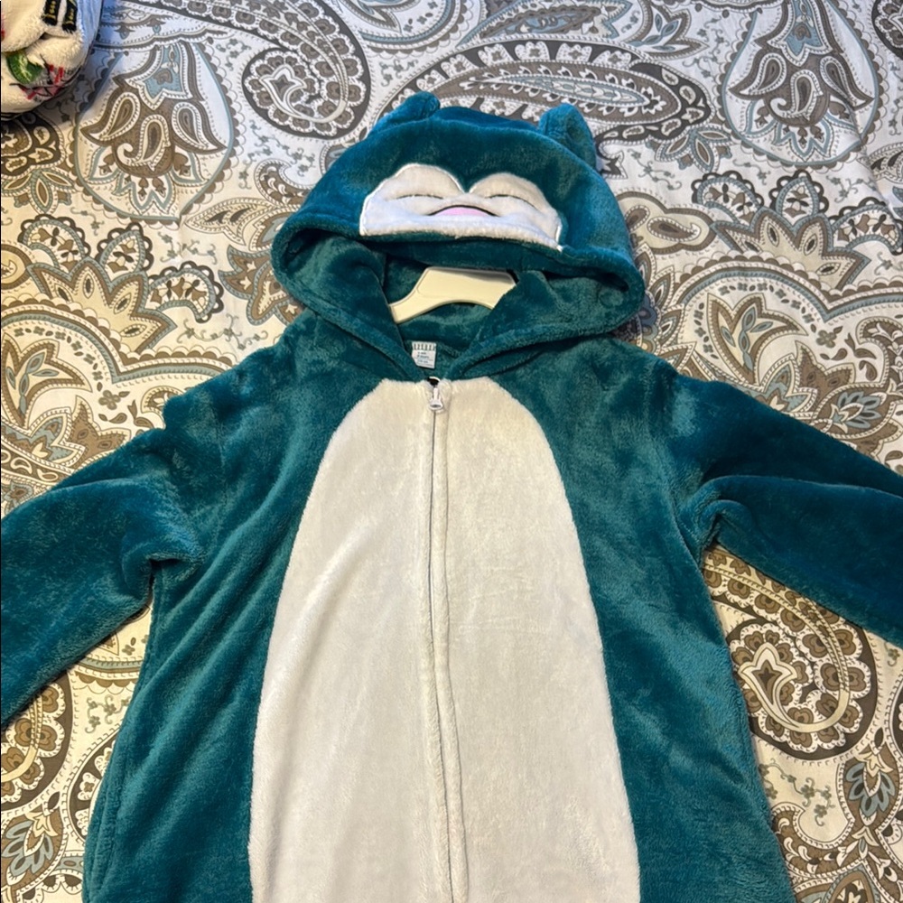 Pokemon Snorlax Teal and White Plush Hoodie